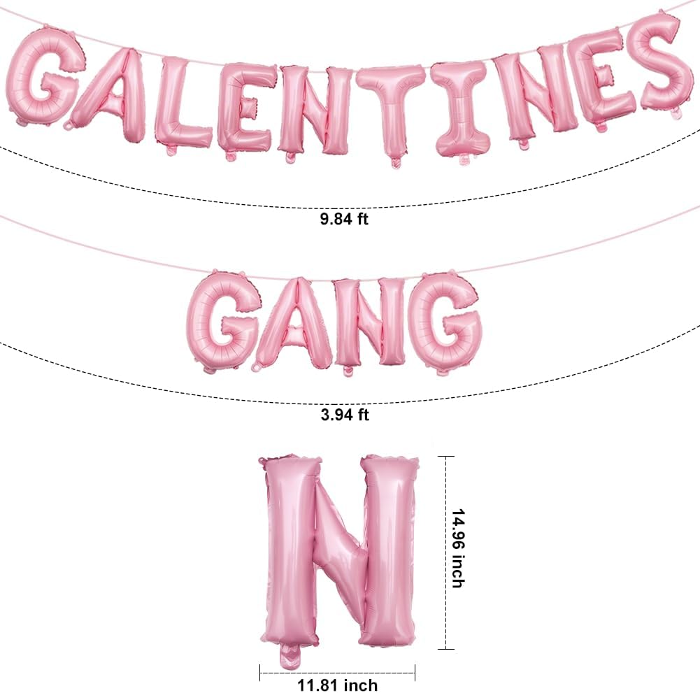 Happy Galentine's Day Decorations Galentines Gang Bolloons Banner, Galentines Party Supplies and Accessories for Girls Ladies Night and Photo Props, Pink