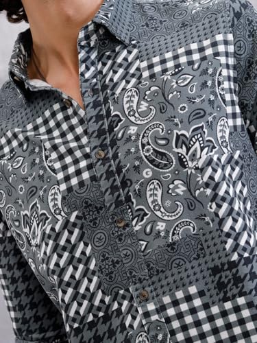 Image of WROGN Men's Cotton Corduroy Shirt | Grey Black Clash Design | Slim Fit