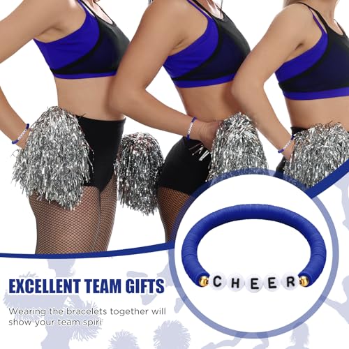Image of Landical 24 Pcs Cheerleader Gifts Stackable Clay Bead Cheer Bracelets Friendship Bracelets Senior Night Cheer Gifts for Girls(Dark Blue)