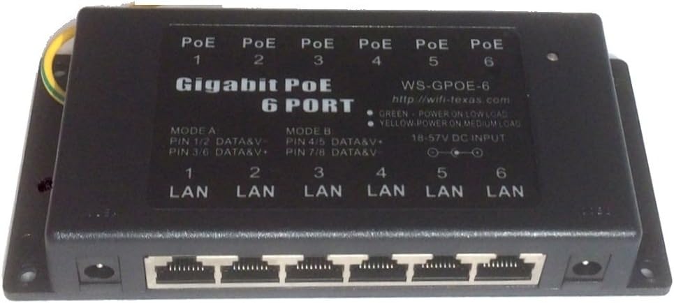 PoE Texas GPOE-6AB | 6-Port Gigabit Poe Injector for 802.3af or 24 Volt Passive Devices | Power Supplies Available Seperately