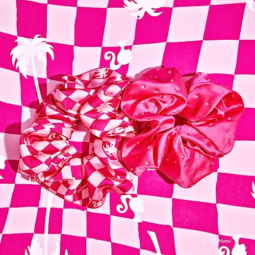 Barbie x Kitsch Satin Brunch Scrunchies - Softer Than Silk Hair Ties for Women & Girls | Stylish 2pc Set (Barbie Pink) - 3