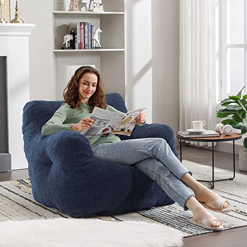 Recaceik Tufted Soft Stuffed Bean Bag Chair With Filler, Fluffy Lazy Sofa, Imperial Lounger Giant Bean Bag Chair For Bedroom, Living Room, Bule #TOP3