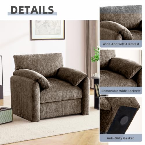 Image of Howjoe 2 Pack Accent Chair for Living Room, Oversized Armchair, Brown