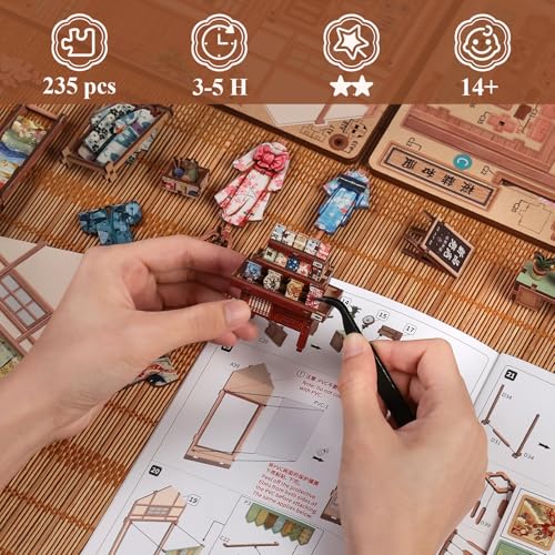 Image of CUTEBEE Japanese Book Nook Kit - 3D Wooden Puzzle Bookshelf Decor