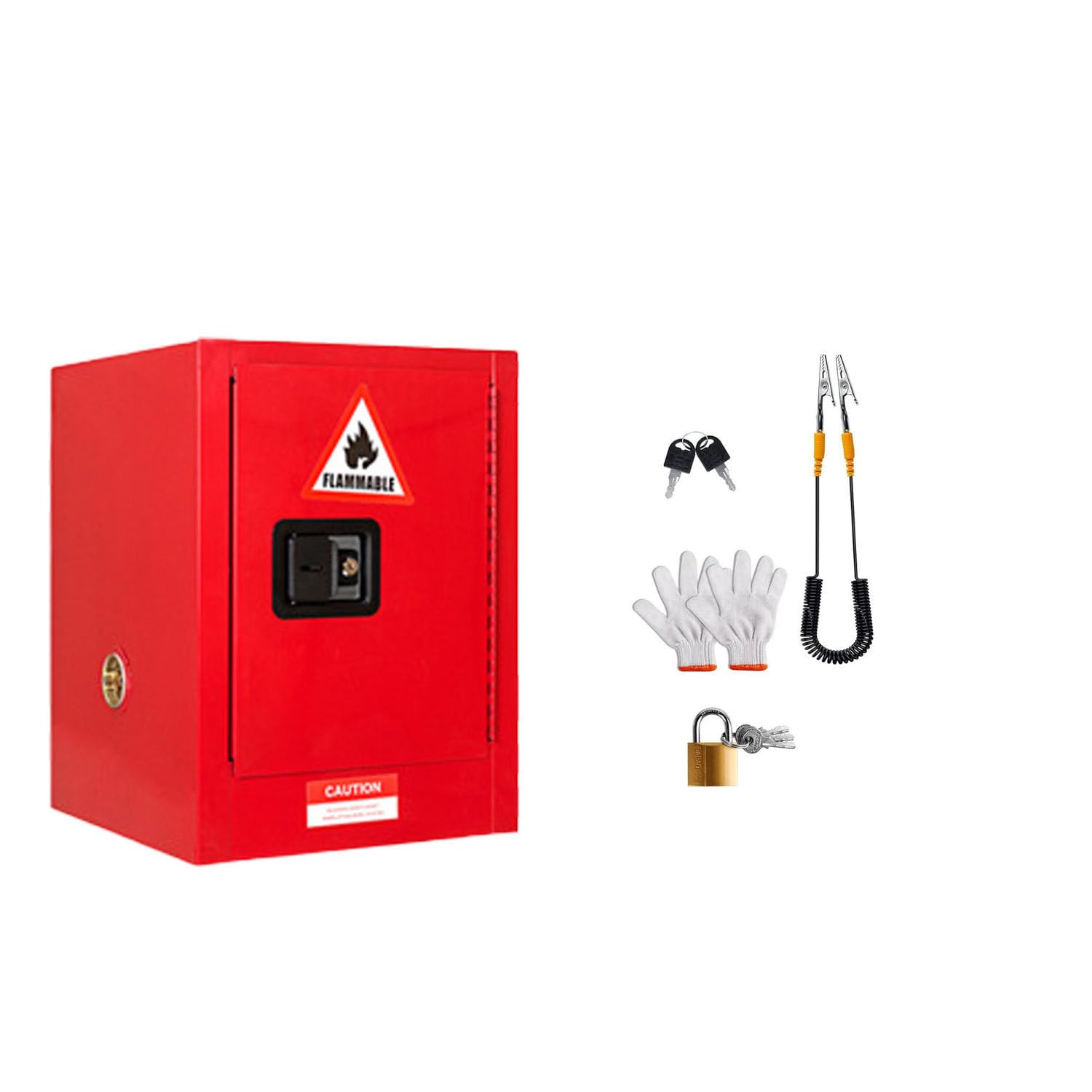 Armario de Seguridad para Materiales inflamables, para Almacenamiento de Productos químicos, de Acero ignífugo de Doble Capa con Estante Ajustable y Sistema de Cierre de 3 Puntos.