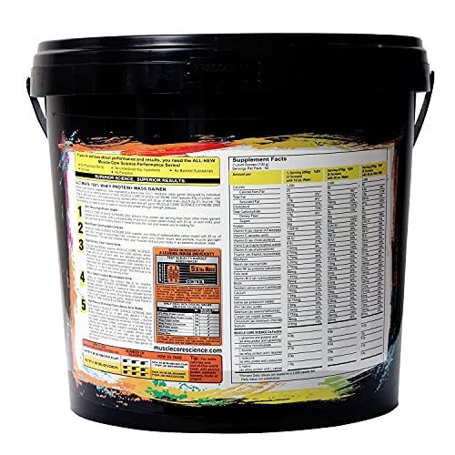 Image of MUSCLE CORE SCIENCE Extreme 2000 Whey Protein Mass Gainer Powder with 80g Protein, 400g Carbs, 2,260 Calories, 10g Creatine, 20 Vitamins & Minerals for Muscle Growth and Weight Gaining - Dark Chocolate 5kg