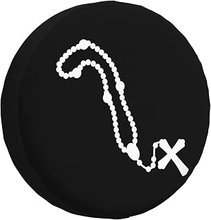 Rosary Catholic Tire Cover Dust-Proof Waterproof Tire Covers for Jeep Rv SUV Truck Travel 15"