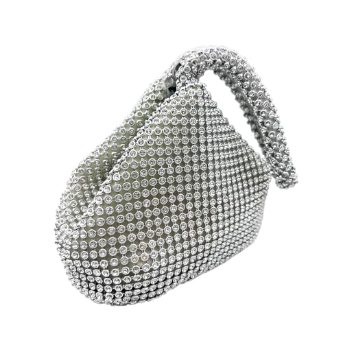 zebrum Bolsa de mão feminina para noite, bolsa de mão, bolsa de mão para festa de casamento, bolsa de mão, Forma triangular, prata