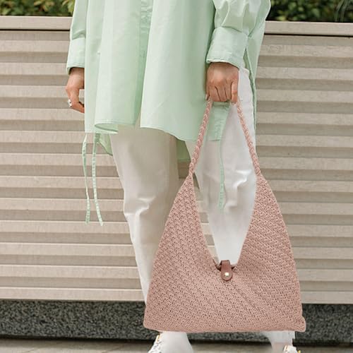 Image of ACRNIGHEET Crochet Beach Bag Kit for Beginners Khaki Tote Bag Knitting Kit with Yarn and Hook DIY Craft Kits Gift for Adults with Video Guide Tutorial