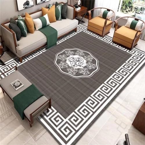 Tapis de salon gris 160x210 cm lavable et imprimé pour déco chambre