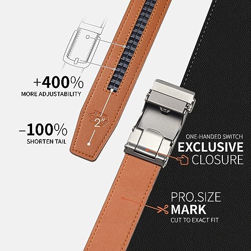 Image of Zitahli Leather Ratchet Belt for Men - 2 Pack Mens belt,Customizable Fit