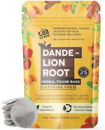 The Tea Trove Dandelion Root Tea Bags 25 Eco Friendly Bags | Herbal Tea