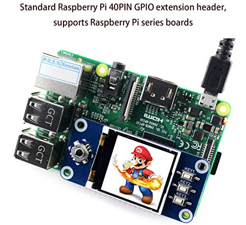 Image of waveshare 1.44inch LCD Display HAT for Raspberry Pi 3B+ /3B /2B /3B+ /Zero /Zero W,128x128 Pixels SPI Interface RGB, 65K Display Color ST7735S Driver