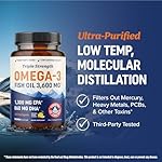 Triple Strength DHA Omega 3 Fish Oil 3600 mg | Over 2100mg Omega-3 Fatty Acids with 860mg of DHA | 1300mg EPA | Best Essential Fatty Acids | Premium Wild Caught & Burpless Fish Oil | 120 ct. - Image 5