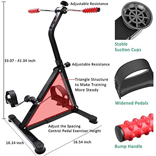 Pedal Exerciser Bike Hand Arm Leg and Knee Peddler Adjustable Fitness Equipment for Seniors, Elderly Home Dual Pedal Exercise Bike for Total Body