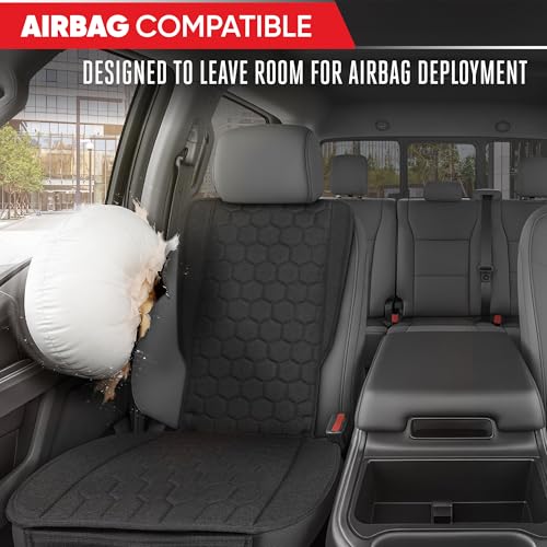 Image of Motor Trend LuxeFit Black Seat Covers for Cars Trucks Van SUV (2 Pack), Premium Faux Leather Car Seat Covers, Easy to Install Automotive Seat Covers with Storage Pockets, Fits Most Vehicles