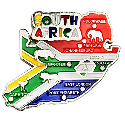 Imã Africa do Sul – Imã Mapa Africa do Sul Bandeira Cidades Símbolos - Mapa Mundi Magnético - Imã Ge