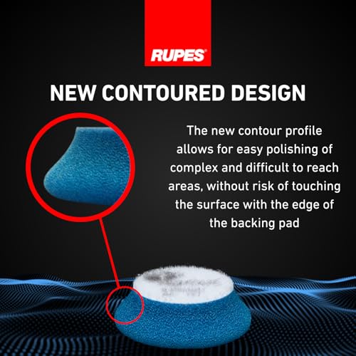 Image of RUPES 40mm Pack of 6 Blue D-A Coarse Cutting Foam Pads | Ideal for Severe Paint Correction & Gloss Enhancement | Improves Finishing Performance | Compatible with 1.5 inch Backing Plate