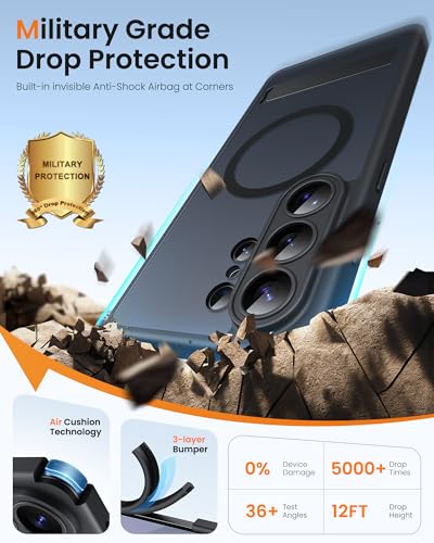Image of for Samsung Galaxy S26 Ultra Case with Stand, Compatible with MagSafe, Full Camera Protection, Military Grade Drop, Translucent Slim Hard Magnetic Phone Case for Samsung S26 Ultra 2026, Black