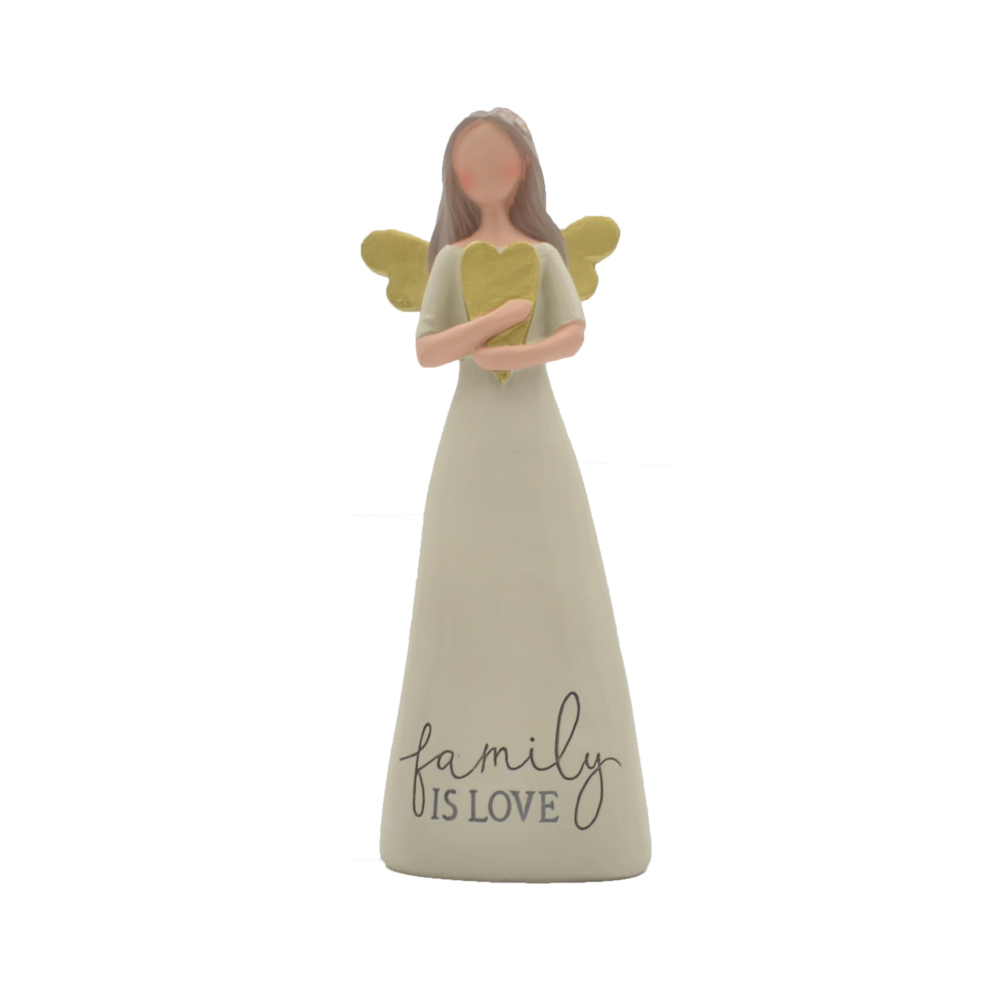 Feather & Grace Heart, Figurine Inscription Family is Love, Angel Memorial Indoor or Outdoor Decor, Sculptures or Statues As Inspirational Gifts-Resins, Multi, One Size