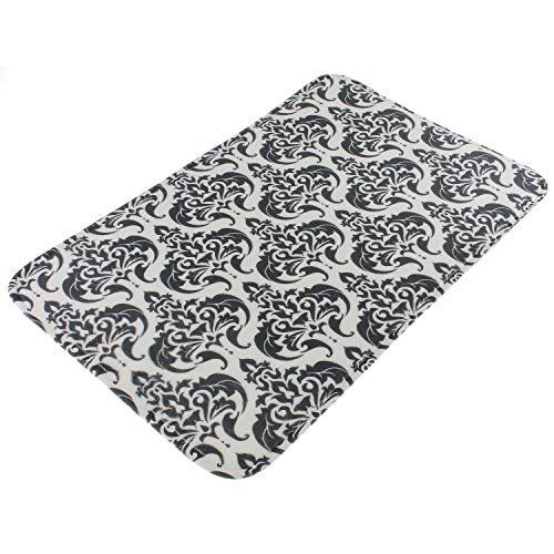 Sanixa PA52000 Anti-Rutsch Badematte Barock Schwarz-Weiß 60 x 40 cm Vintage Memory Foam extra weich Bad-Teppich Vorleger Dusch-Matte SCHNELL TROCKNEND