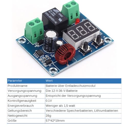 Tiardey DC12V-36V Batteriemonitor XH-M609 Unterspannungsabschaltung mit Überentladungsschutz für 12V bis 36V Batteriesysteme