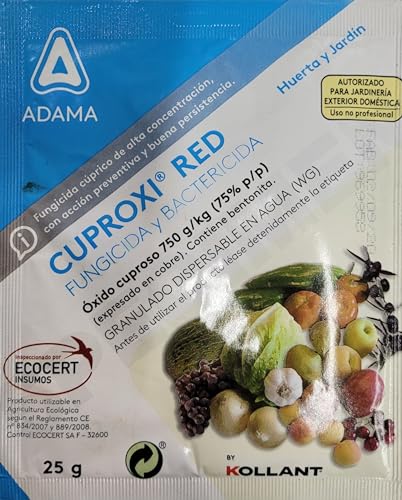 Cuproxi red 25g - Adama. Fungicida y bactericida cuprico de alta concentracion, con accion preventiva y buena persistencia. Granulado.