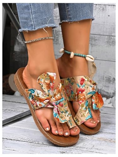 Image of GORGLITTER Women's Dressy Flat Sandals Trendy 2026 Vacation Beach Open Toe Thong Sandals Summer Slides | Trendy 2026, Vacation Beach, Open Toe Thong, Cute Summer Slides, Colorful Dressy Sandals,Party Sandals