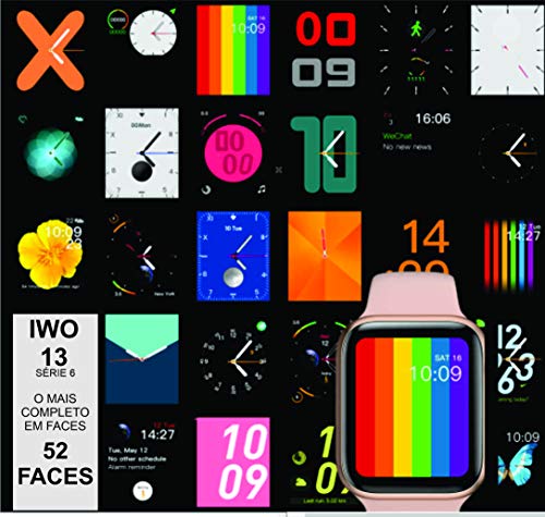 Relógio Smartwatch IWO 13 Série 6 44mm GPS com 3 Pulseiras Inclusas Rose Lançamento