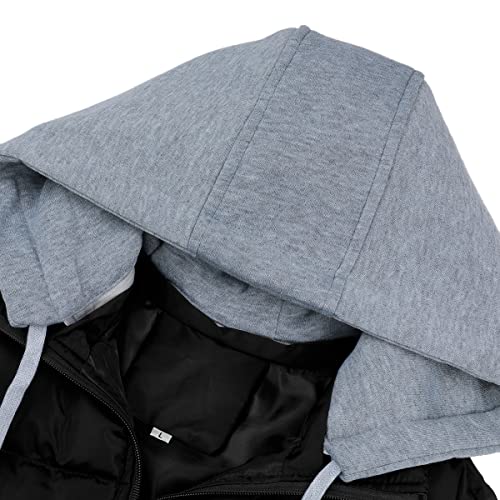 YOUTHUP Herren Steppweste mit Kapuze Leicht Winterweste Outdoor Dicke Freizeit Gilet Ärmellos Jacke Sport Weste, Schwarz, M