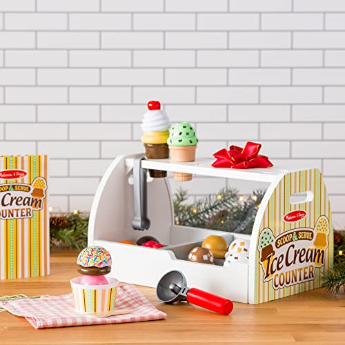 Melissa & Doug Wooden Scoop And Serve Ice Cream Counter (28 Pcs) - Play Food And Accessories - Pretend Food Toys, Ice Cream Shop Toys For Kids Ages 3+ #TOP5