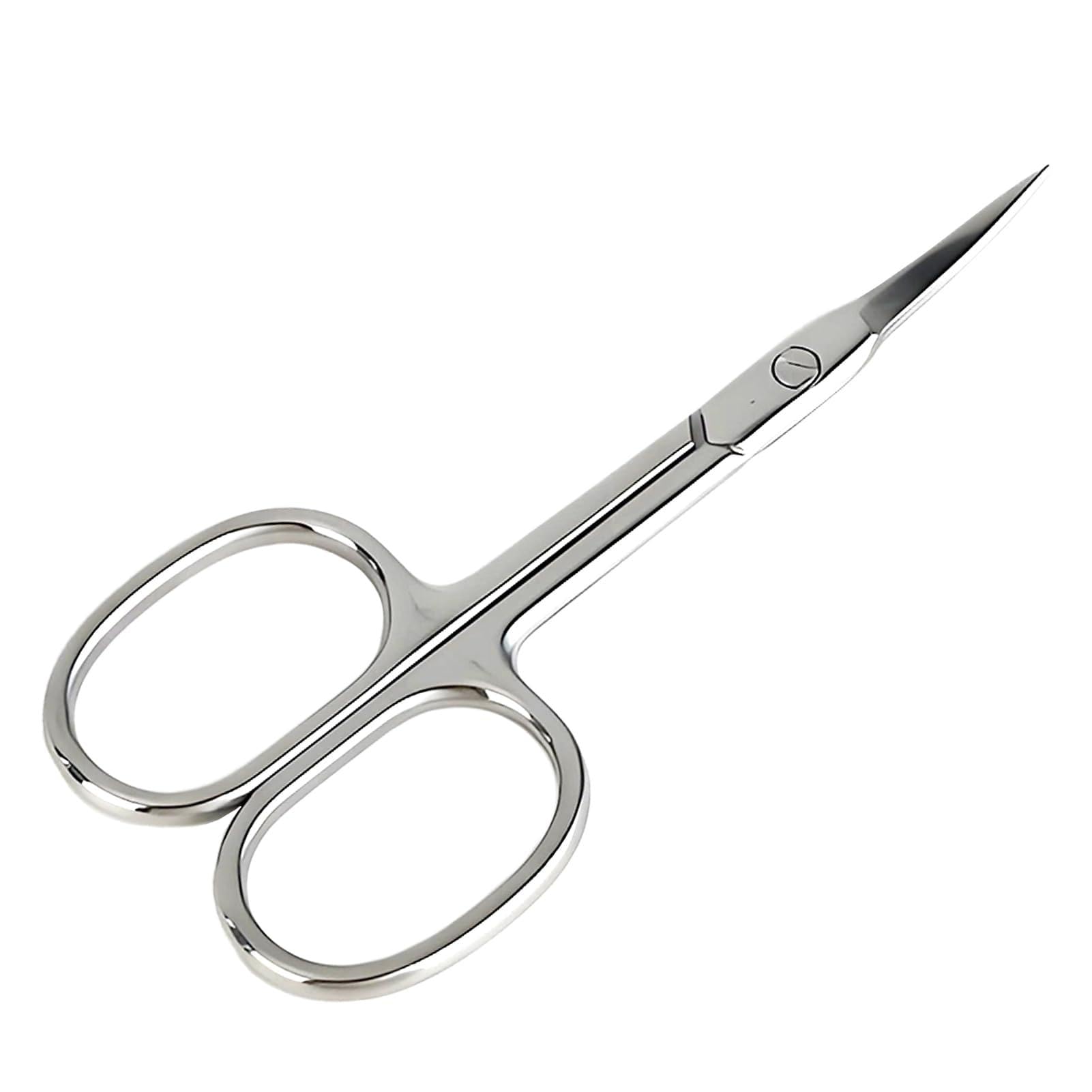 Forbicine per unghie extra fini con punta curva, forbicine per cuticole in acciaio inox con lama affilata, forbici manicure precise per taglia cuticole, forbici unghie professionale, 95 mm, argento