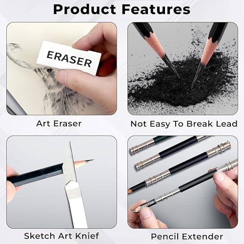 Image of DaKos Sketch Set of 47 Pieces - Drawing and Shading Pencil Set for Artists, Perfect Sketching Kit of Charcol Pencil and Shading Art with Carry Box (MFP1407)