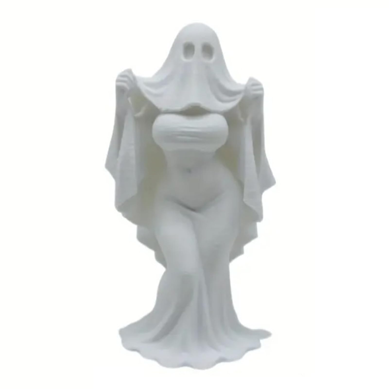 Tuxoiou Ghost Statue, Halloween Ghost Bride Statue Ornament, Scary Home Decoration for Halloween Party Living Room Yard White