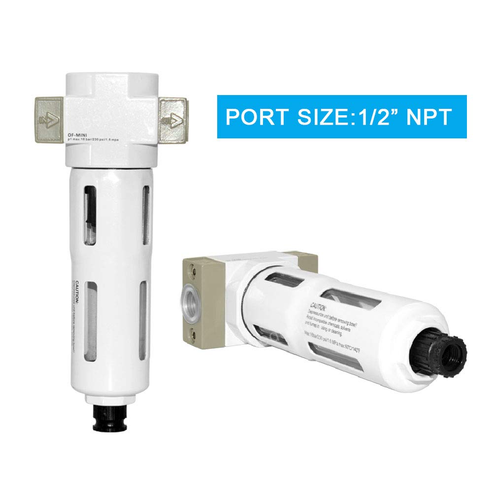 Beduan 1,27 cm Luft-Inline-Druckpartikelfilter, Feuchtigkeits-Wasserfangfilter mit sichtbarer Schüssel, halbautomatischer Ablauf (MIDI)