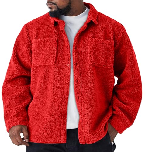 Winter Jackets for Men Fleece Lined Vintage Plush Warm Big and Tall Thicken Zip Up Long Sleeve Hunting Outerwear