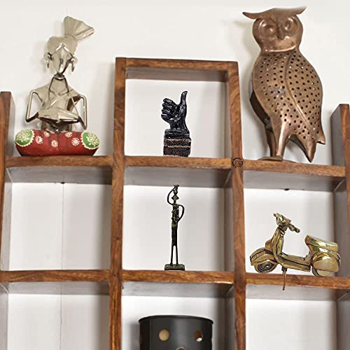 Image of SHRI MINTU'S ART Solid Sheesham Wood Wall Mounted Floating Book Shelf for Living Room | Wooden Wall Shelf Display Rack with Multiple Open Shelves for Home Decor & Office | Bathroom Shelf | Brown Color