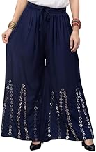 Rayon Embellished Flared Mirror Work Sharara Palazzo for Girls & Women