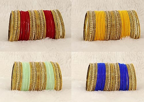 Image of NMII Glass with Plain and Glossy Finished Bangle Set For Women and Girls