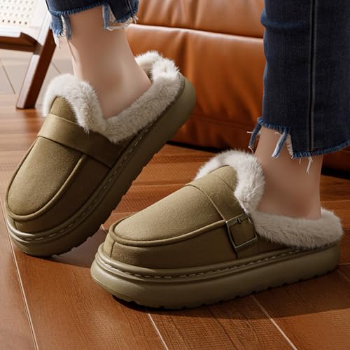 Platform Slippers for Women,Women's Fuzzy Memory Foam Slippers Fluffy Winter House Shoes Indoor and Outdoor Womens Casual Winter Platform Slipper Shoes3