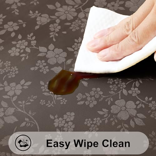 Image of Smiry Heavy Duty Vinyl Fitted Tablecloths for 8 Foot Rectangle Tables | Elastic Waterproof Fitted Tablecloths, Wipeable Washable Table Cover for Kitchen, Dining, Camping (Coffee, 30 inch x 96 inch)