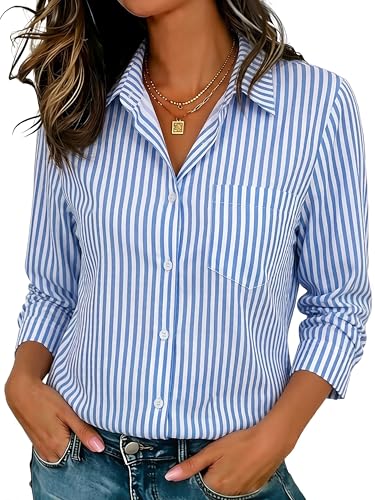 Image of Soft Wrinkle-Free Button Down Stretch Shirts for Women, Breathable Moisture-Wicking Casual Work Dress Tops