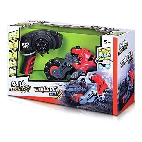 Maisto Tech R/C Cyklone Drift: RC Motorrad als futuristisches Bike, mit Drifting Funktion und Pistolengriff-Steuerung, 25 cm, schwarz-rot (582293) Cover