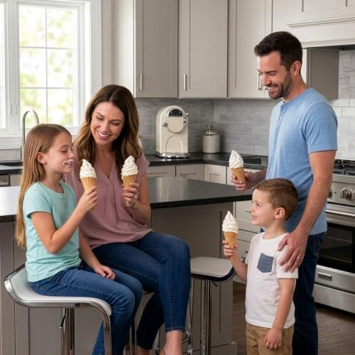 Image of Nostalgia Retro Soft Serve Ice Cream Maker - Make 10 / Four Ounce Servings of Chocolate, Vanilla, Strawberry Flavors & More - Easy Dispensing Lever & Self Clean Mode - Ready in about 20 Minutes