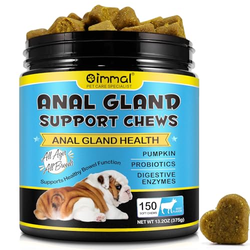 Anal Gland Support for Dogs, Dog Anal Gland Fibre Supplement Soft Chews with Pumpkin Puree, Digestive Enzyme & Probiotics, Support Healthy Anal Gland, Bowel & Digestion, Beef Flavor - 150PCS Anal Gland Support for Dogs, Dog Anal Gland Fibre Supplement Soft Chews with Pumpkin Puree, Digestive Enzyme & Probiotics, Support Healthy Anal Gland, Bowel & Digestion, Beef Flavor - 150PCS