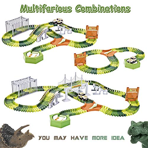 image for Finger Rock Dinosaur Toys Train Tracks Set Create a Road Race with 192