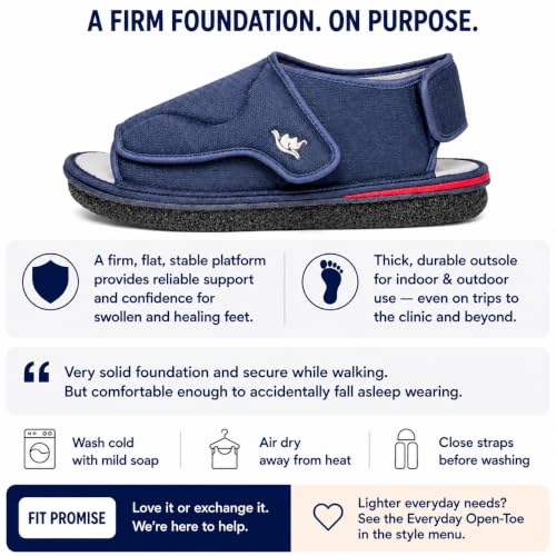 Image of Diabetic Open Toe Slippers, Extra Wide Adjustable House Shoes