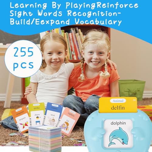 Image of 510 Words Talking Flash Cards Learning Montessori Toys Speech Therapy Toys, Autism Sensory Toys for Autistic Children, Flash Cards for Toddlers Boys and Girls Bilingual English and Spanish