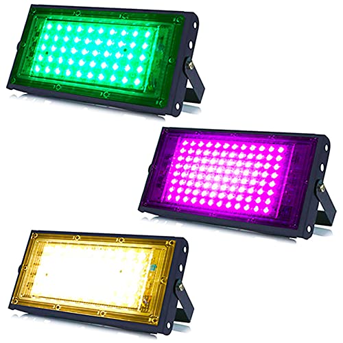 Image of MLD 20w Led Flood Lights IP66 Waterproof Indoor Outdoor Led Brick Focus Street Light Multi color Combo Set | Green, Pink, Yellow| Pack of 3