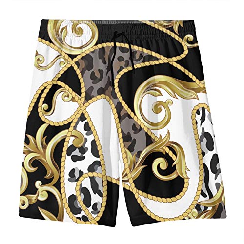 SARA NELL Men's Swim Trunks Cheetah Leopard Skin Pattern Black and White Gold Surfing Beach Board Shorts Swimwear3